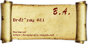 Brázay Ali névjegykártya